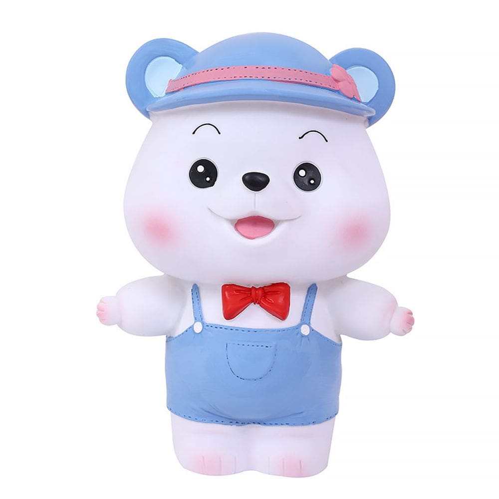 Cofrinho, adorável urso branco de 22,5 cm, PVC macio para crianças