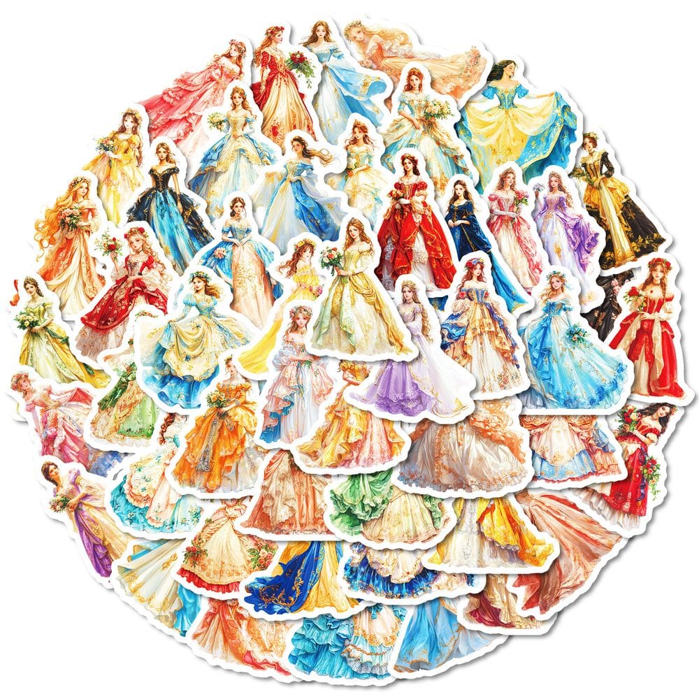 Adesivos vintage Princess, 50 unidades, impermeáveis para meninas
