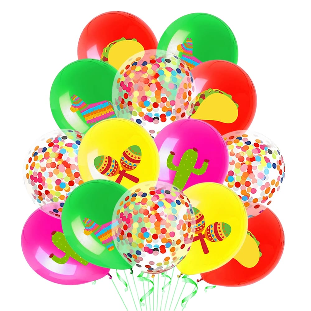 Conjunto de balões de látex Fiesta, 14 peças, 30 cm, decoração de festa mexicana