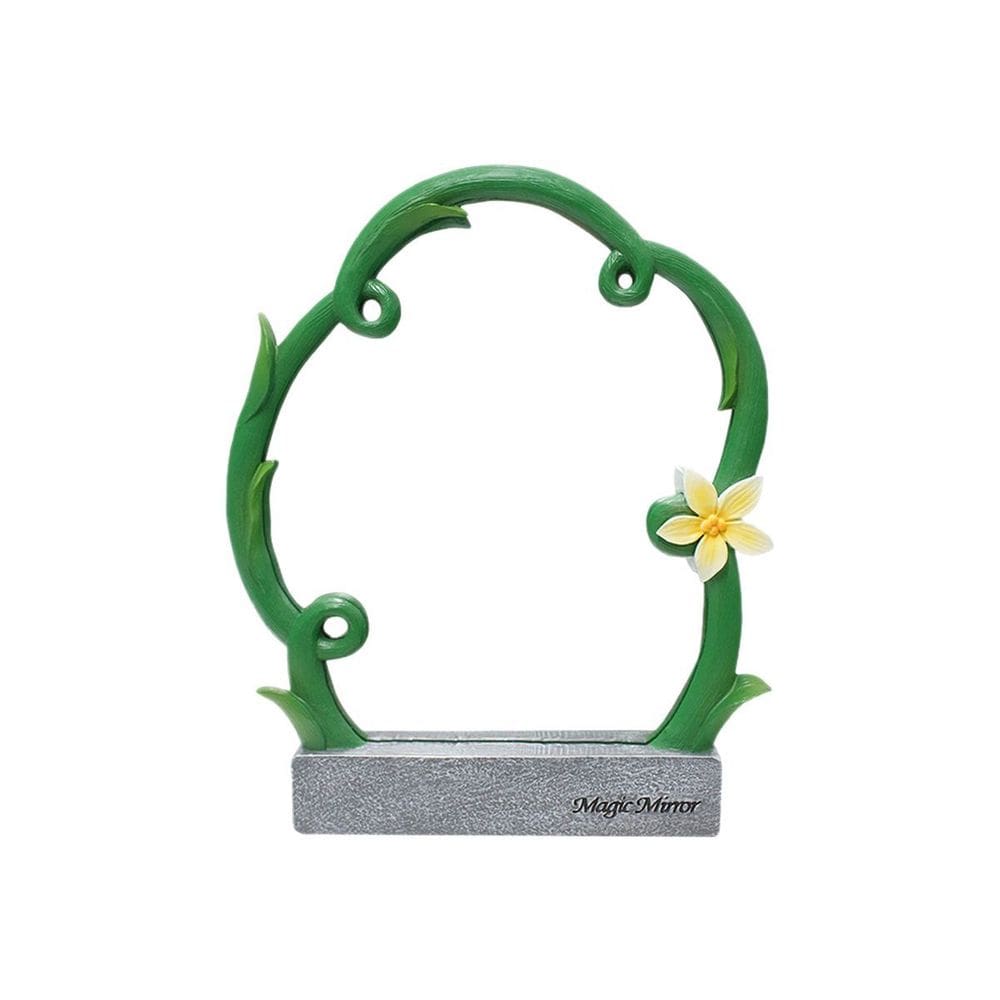 Decoração de jardim, escultura de videira, espelho, resina, moldura de flores