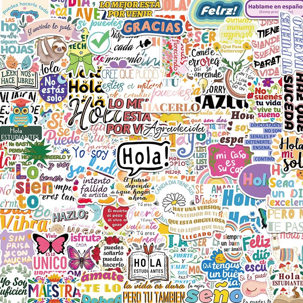 Adesivos Spanish Quote, 50 unidades de vinil à prova d`água para laptop