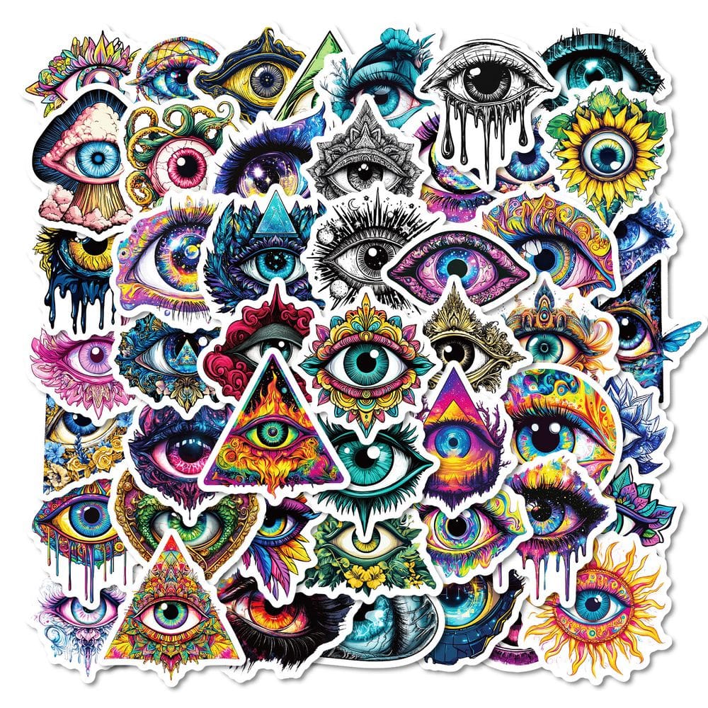 Adesivos Creepy Cartoon Eye, 54 peças, decalque de vinil impermeável