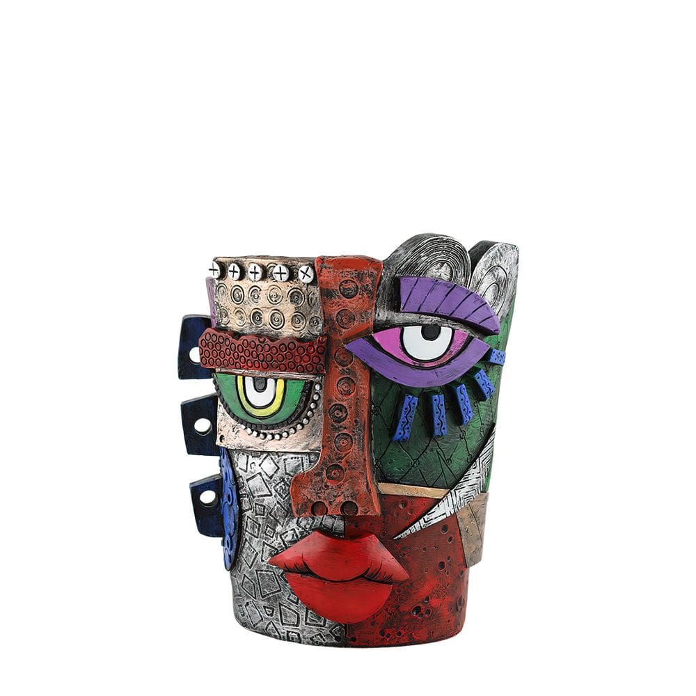 Resina de vaso de flores abstrata estilo Picasso em forma de rosto 750g