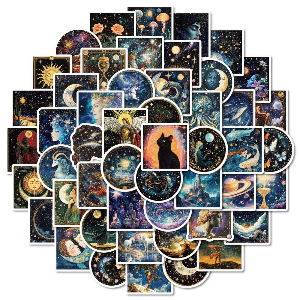 Pacote de adesivos Mythical Galaxy, 50 unidades, Fantasy Astronomical V
