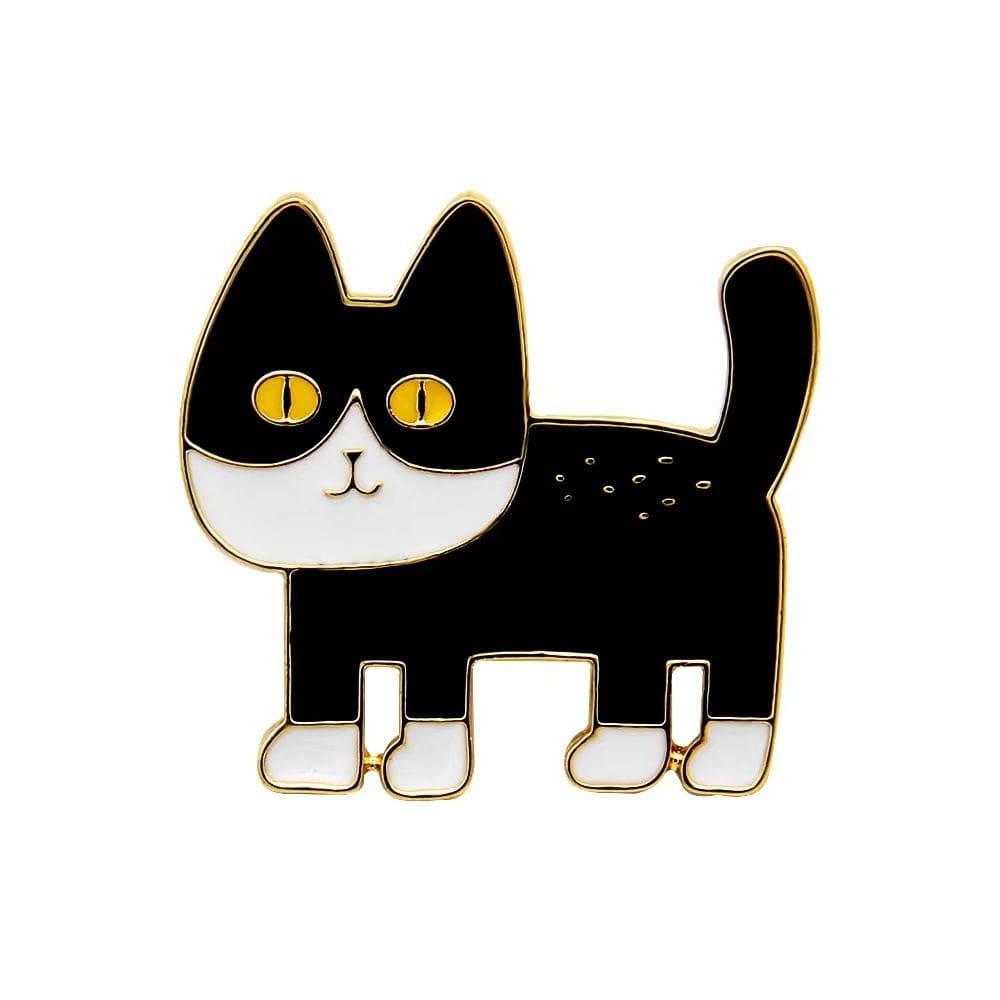 Alfinetes de broche Black Cat Cartoon, blusa esmaltada de liga leve 3x2,8 cm