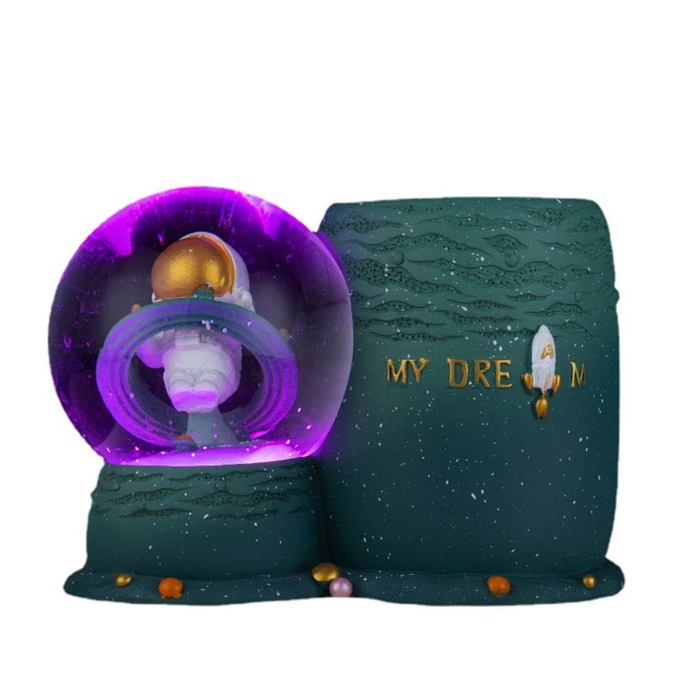 Porta-canetas Creative Astronaut com luz UFO Crystal Ball Light