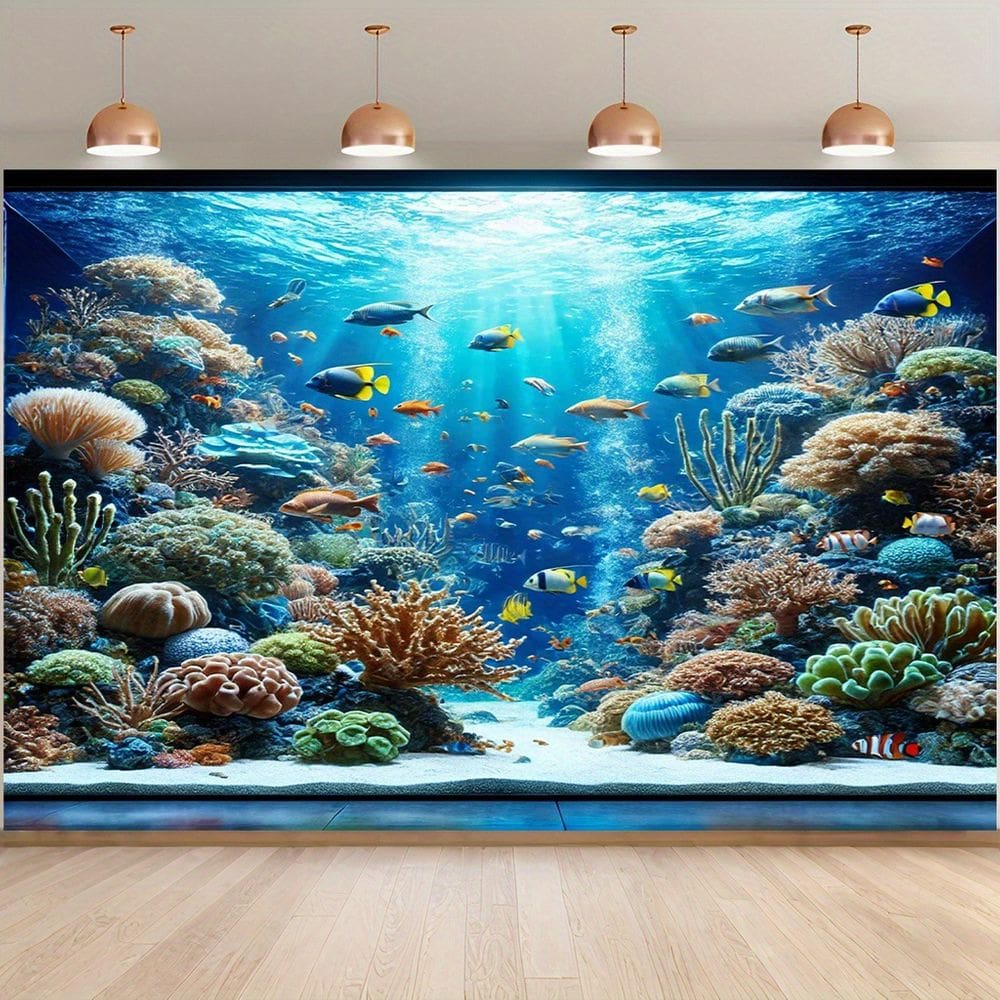 Tapeçaria pendurada na parede de recife de coral subaquático 150 cm x 130 cm