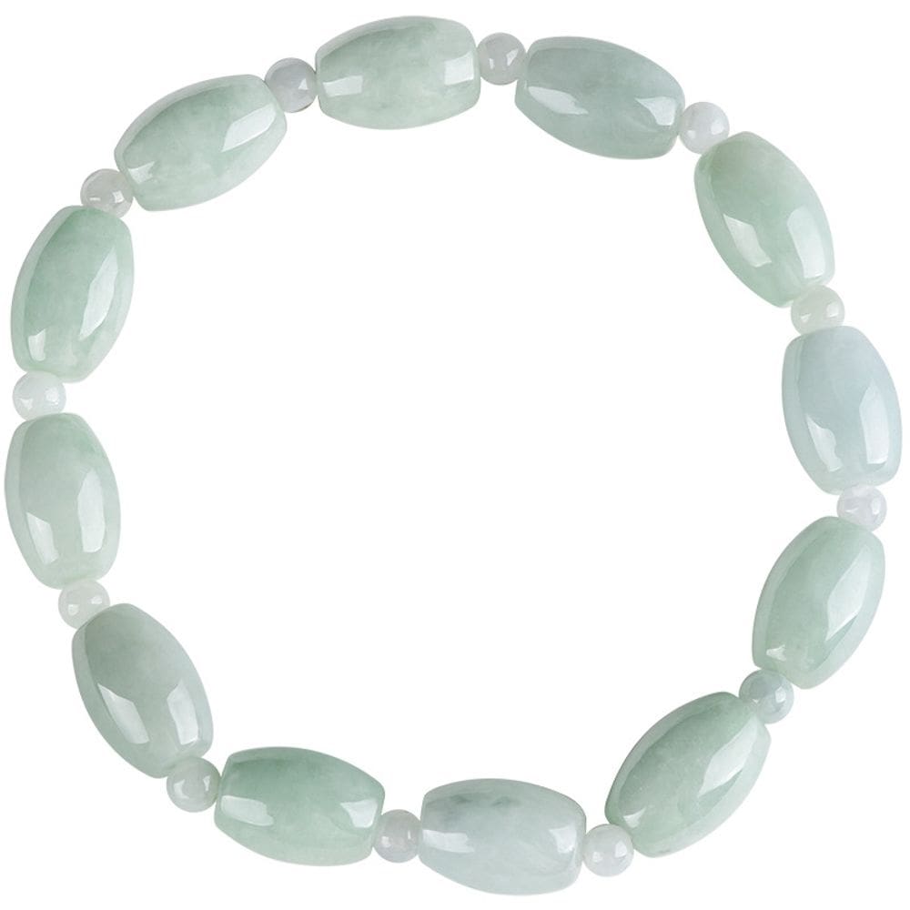 Pulseira natural Jadeite Barrel Bead 11x7mm 17g