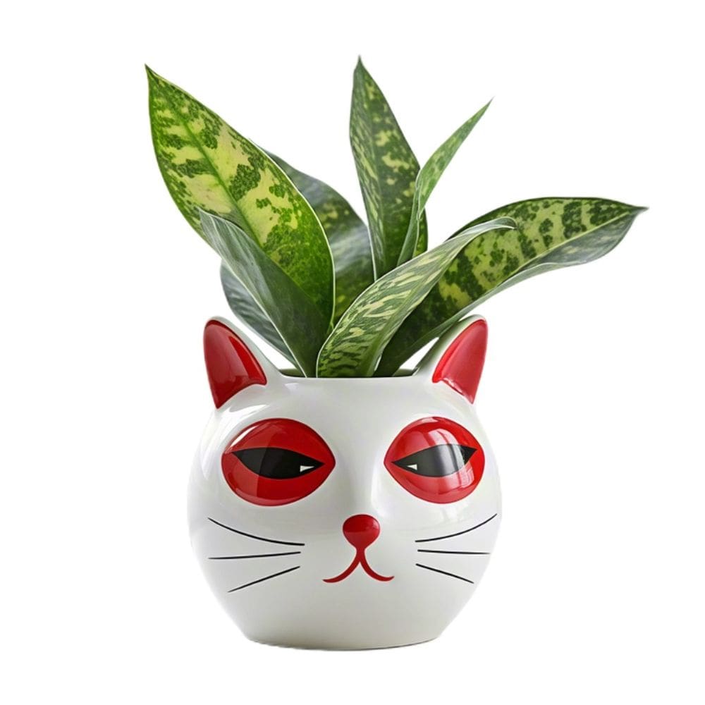 Vaso de flores Vaso moderno de resina para gatos para plantas animais 18,5 x 15,6 x 15,6 cm