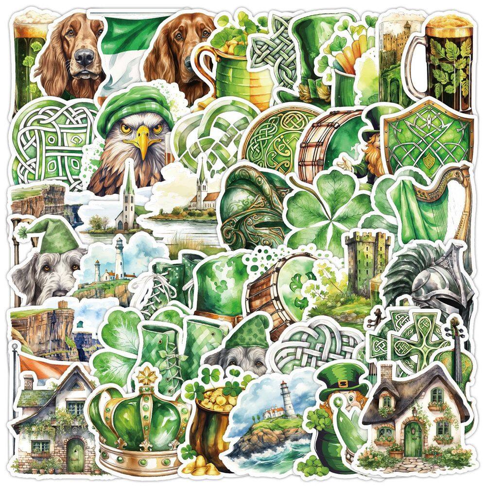 Pacote de adesivos do Dia de São Patrício, 100 peças de desenhos irlandeses engraçados