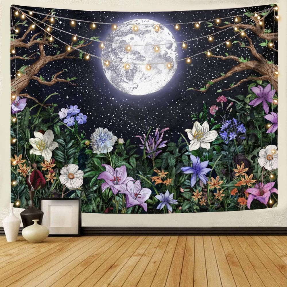 Tapeçaria Moon Garden Starry Night Sky 150x130cm Pele de pêssego