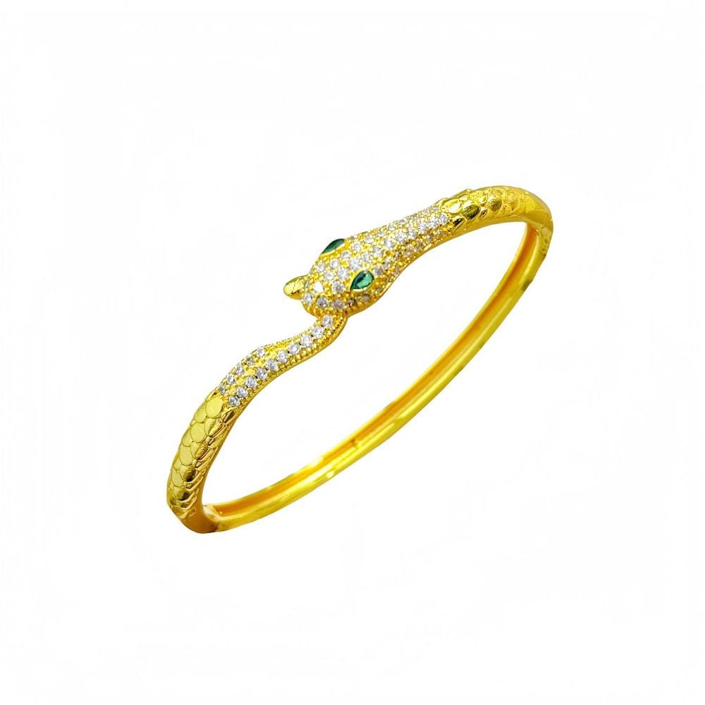 Pulseira banhada a ouro para mulheres com fecho de cabeça de cobra 15g