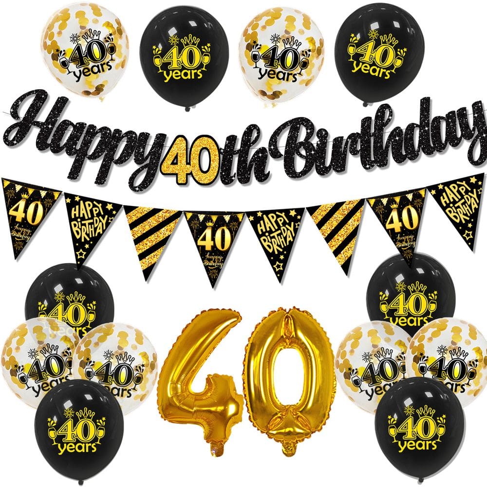 Conjunto de decorações de festa de aniversário de 40 anos, 14 unidades