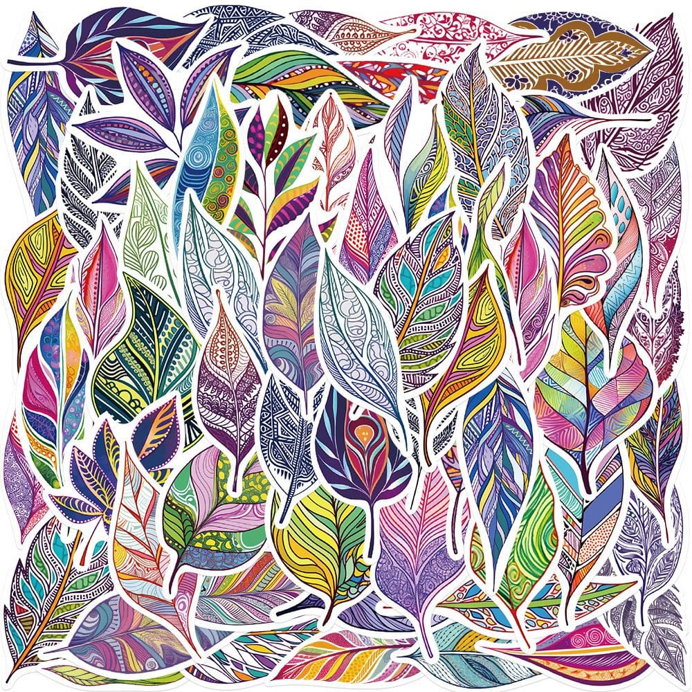 Pacote de adesivos Enamel Leaf, 50 unidades de adesivos coloridos de vinil de desenho animado