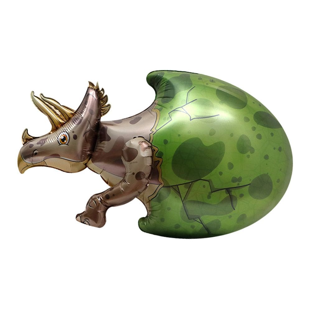Balão Metalizado 3D Triceratops Dinosaur Egg Design 46x26cm