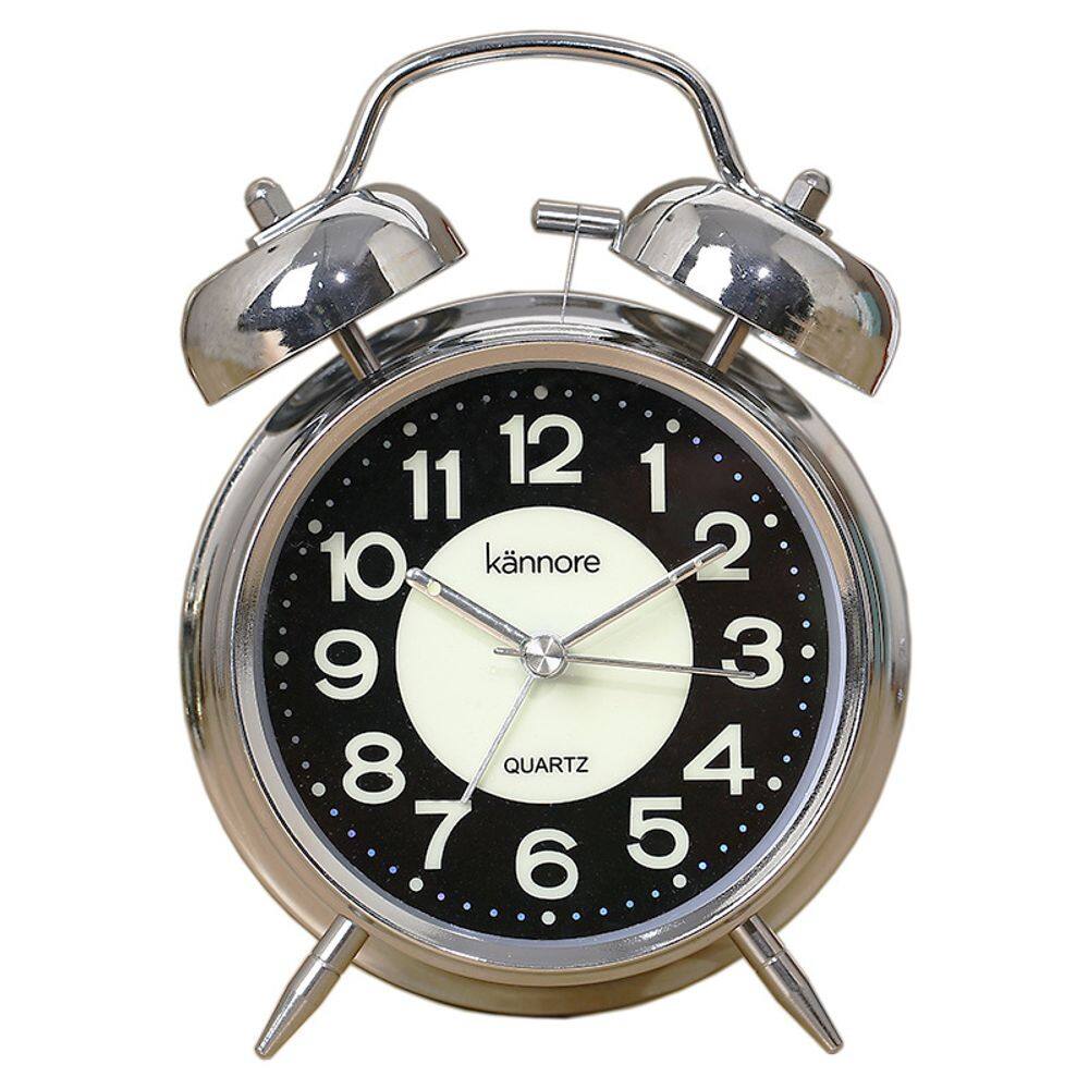 Despertador retro Twin Bell 7,62 cm com mostrador luminoso silencioso