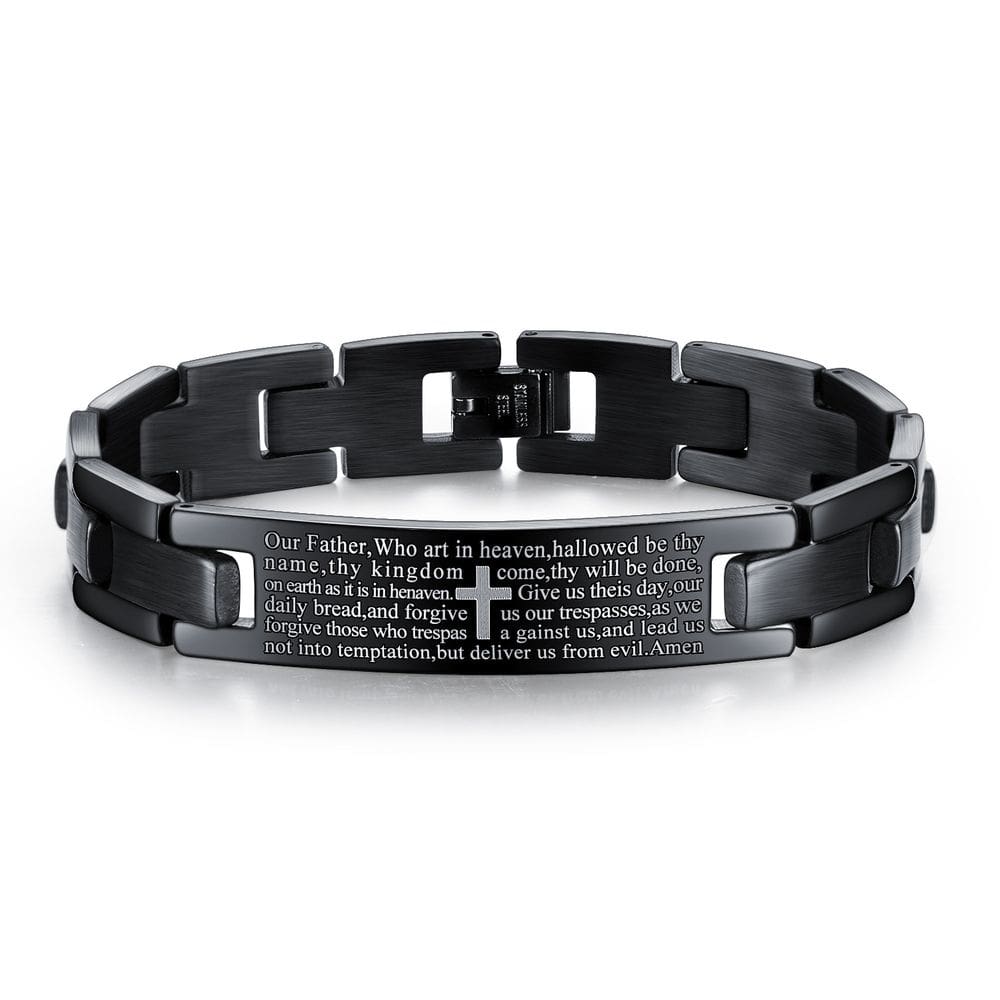 Pulseira masculina de aço inoxidável Lord`s Prayer 20cm