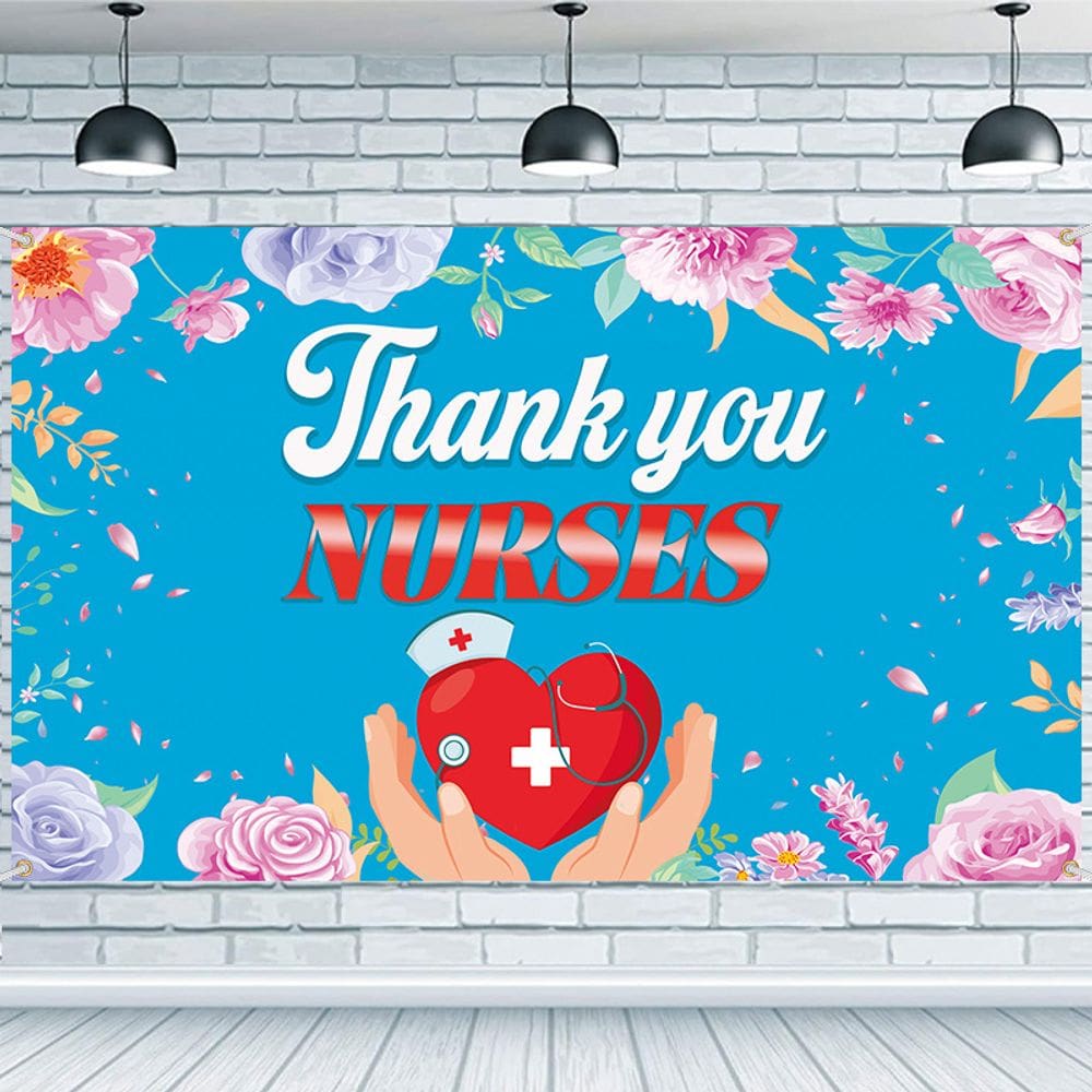 Tapeçaria para pendurar na parede Thank You Nurses 180 cm x 110 cm poliéster