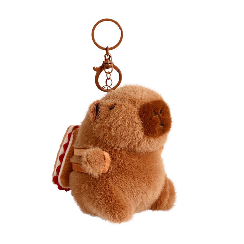 Chaveiro de pelúcia Capivara com design de cachorro-quente, 11,5 cm, 63 g