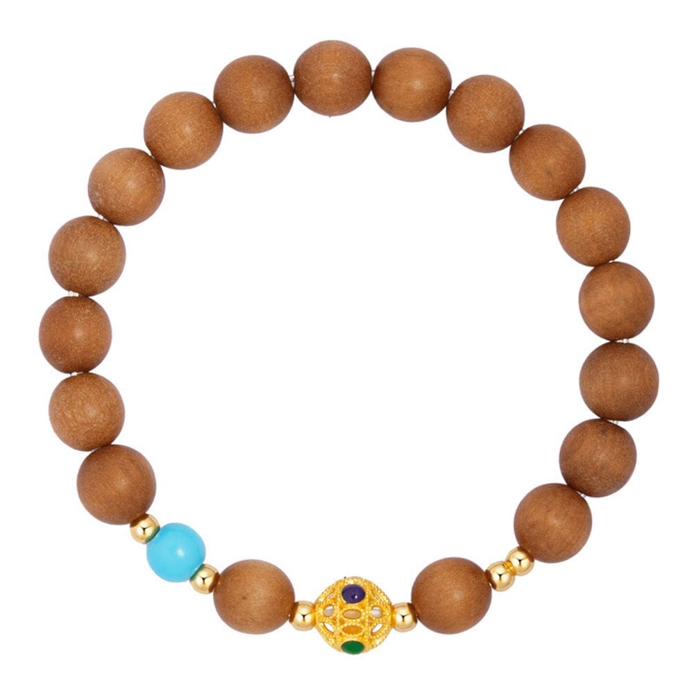 Pulseira de sândalo com 999 Silver Lucky Bead para mulheres de 8 mm