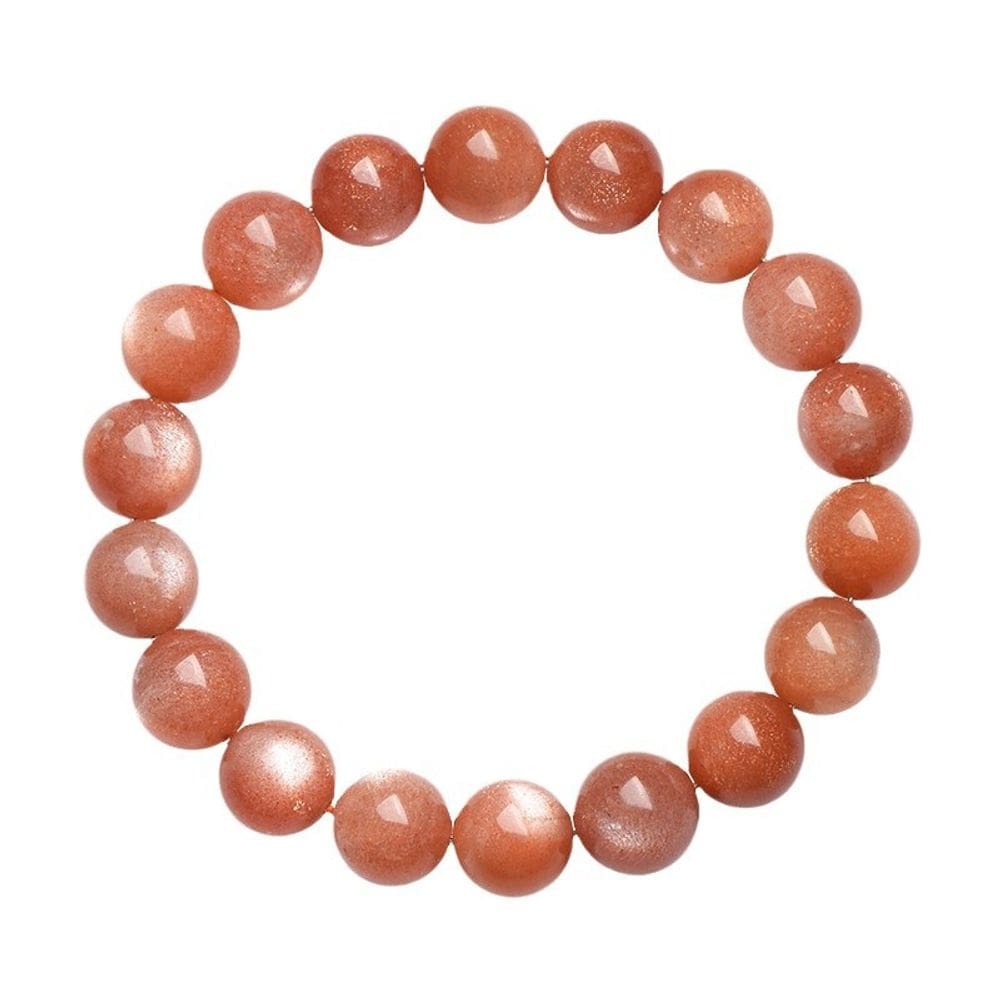 Pulseira Sunstone para mulheres com miçangas laranjas redondas de 10-11 mm