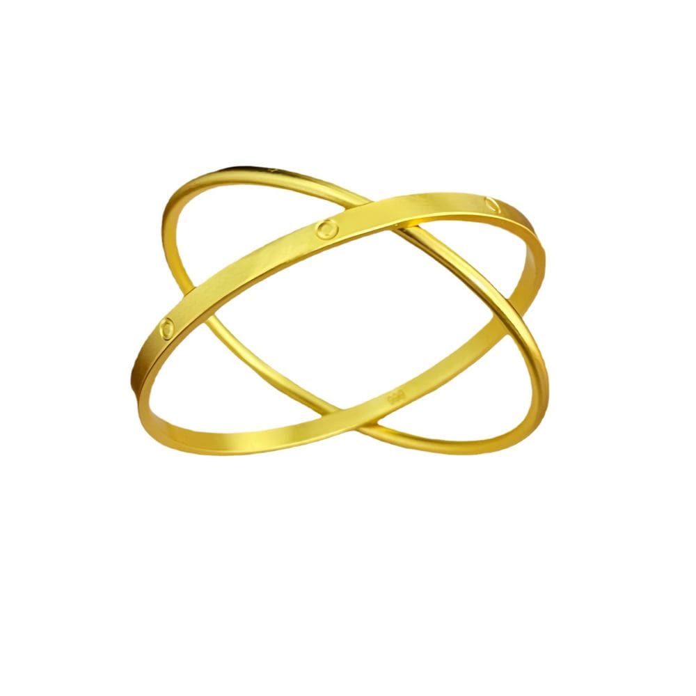 Pulseiras de anel duplo banhado a ouro para mulheres