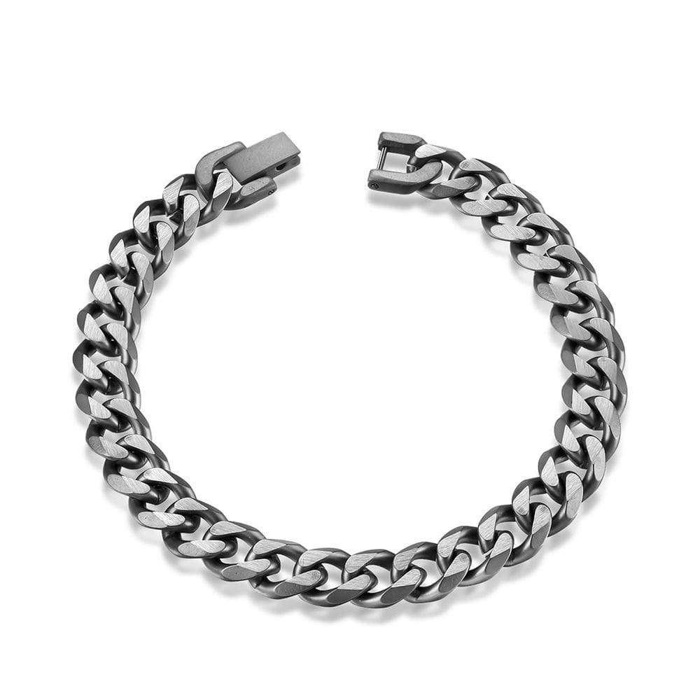 Pulseira de aço inoxidável para homens, 9 mm de largura, polida em seis lados