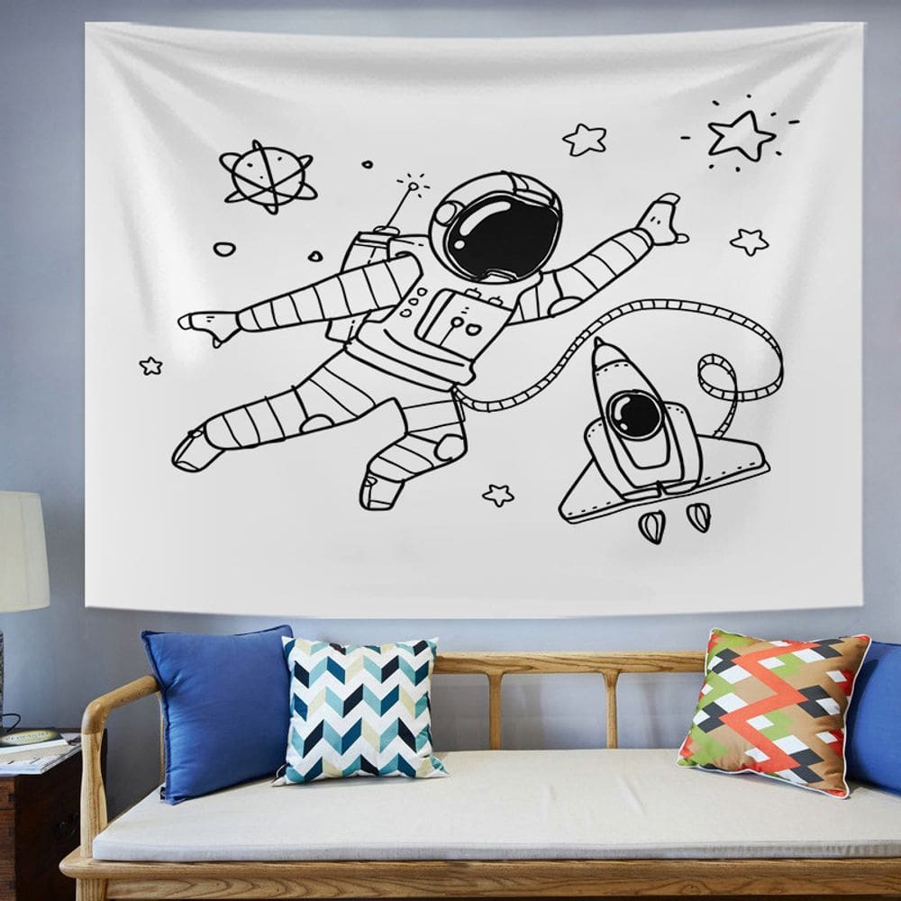 Tapeçaria para pendurar na parede Astronauta Kids Space Theme 150x130cm
