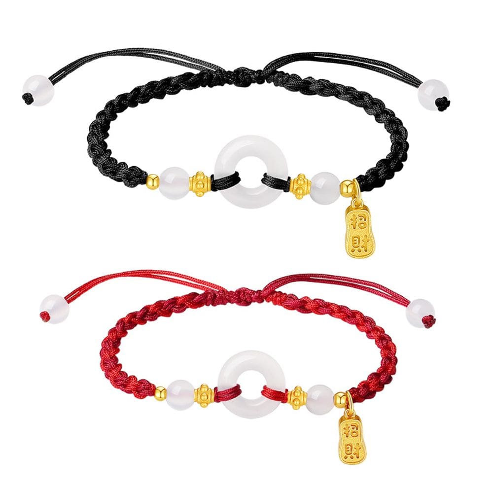 Pulseira S925 Silver Calcedônia para casais com pingente Ping An