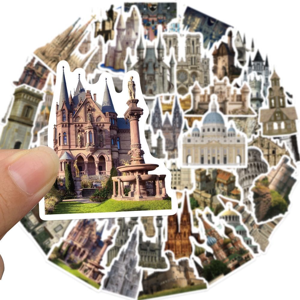 Pacote de adesivos Medieval Castle Vintage Architecture 50 unidades
