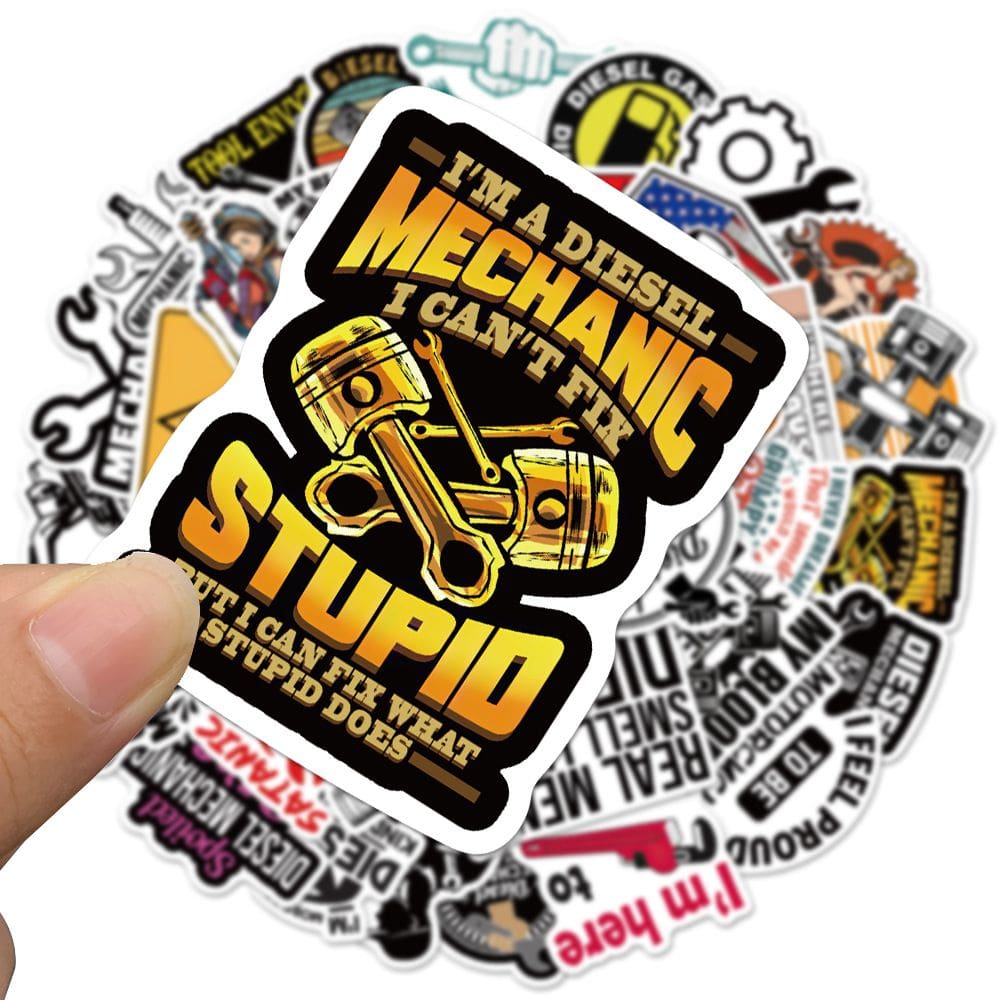 Pacote de adesivos Diesel Mechanic, 50 unidades - Funny Garage Toolbox