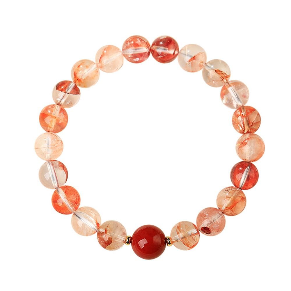 Pulseira Koi Flower Crystal para mulheres com ágata vermelha natural