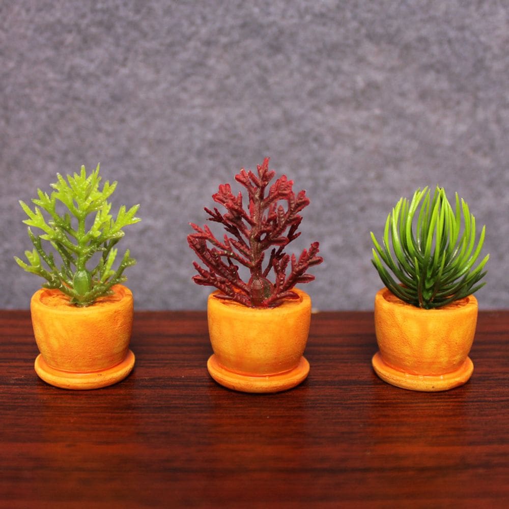 Conjunto de plantas verdes de musgo de resina em miniatura para decoração de jardim de fadas
