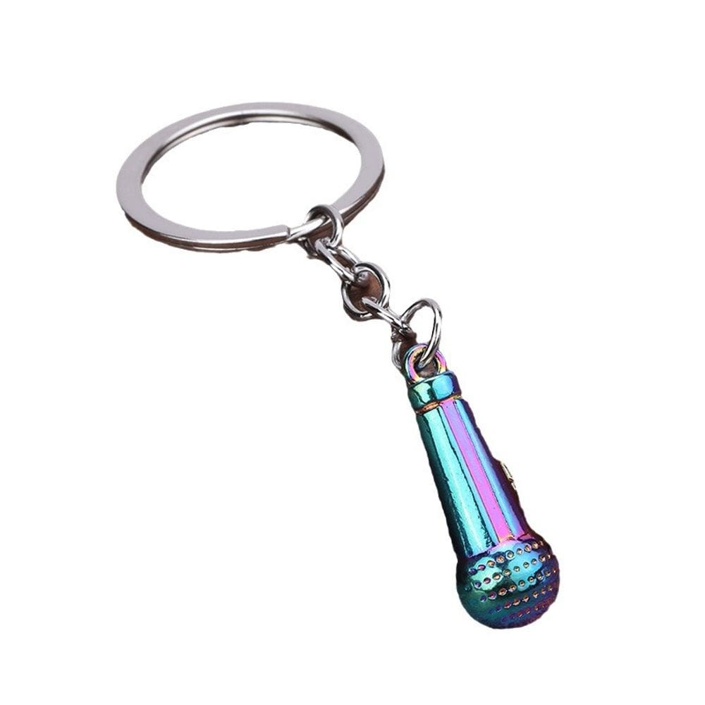 Chaveiro, mini microfone, liga de zinco, ventiladores de música coloridos