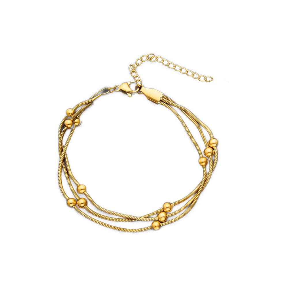 Pulseira de aço inoxidável em camadas de corrente de cobra para mulheres