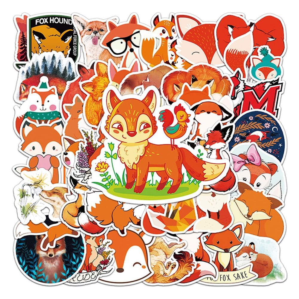 Pacote de adesivos Autumn Fox, 50 peças de animais fofos de desenhos animados, Fall T