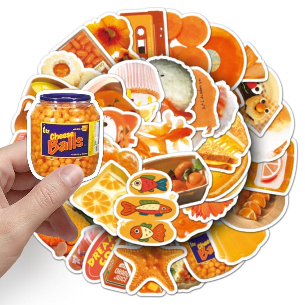 Pacote de adesivos Orange Aesthetic Retro Japanese Style x50