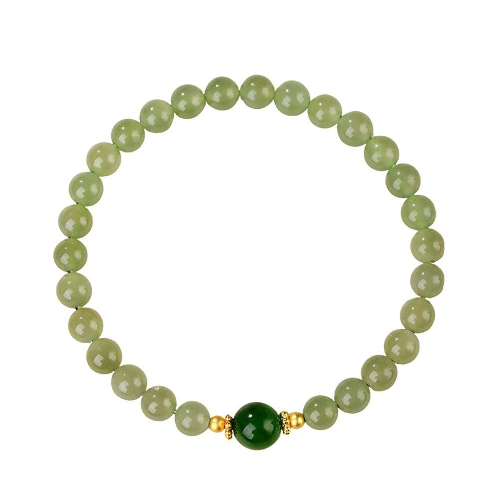 Pulseira de miçangas de jade de nefrite natural de 6 mm para mulheres