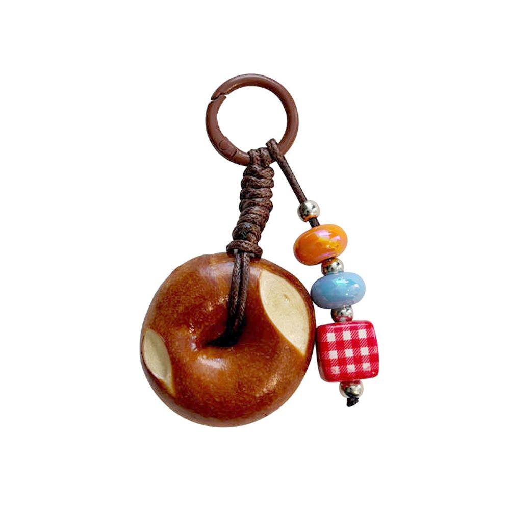 Chaveiro Retro Bread Donut com miçangas coloridas, resina, feito à mão