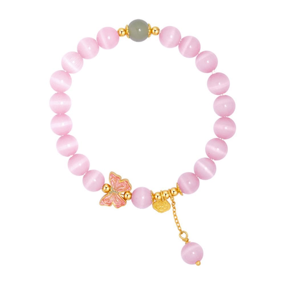 Pulseira Cat`s Eye para mulheres com pérola de jade Hetian e aço
