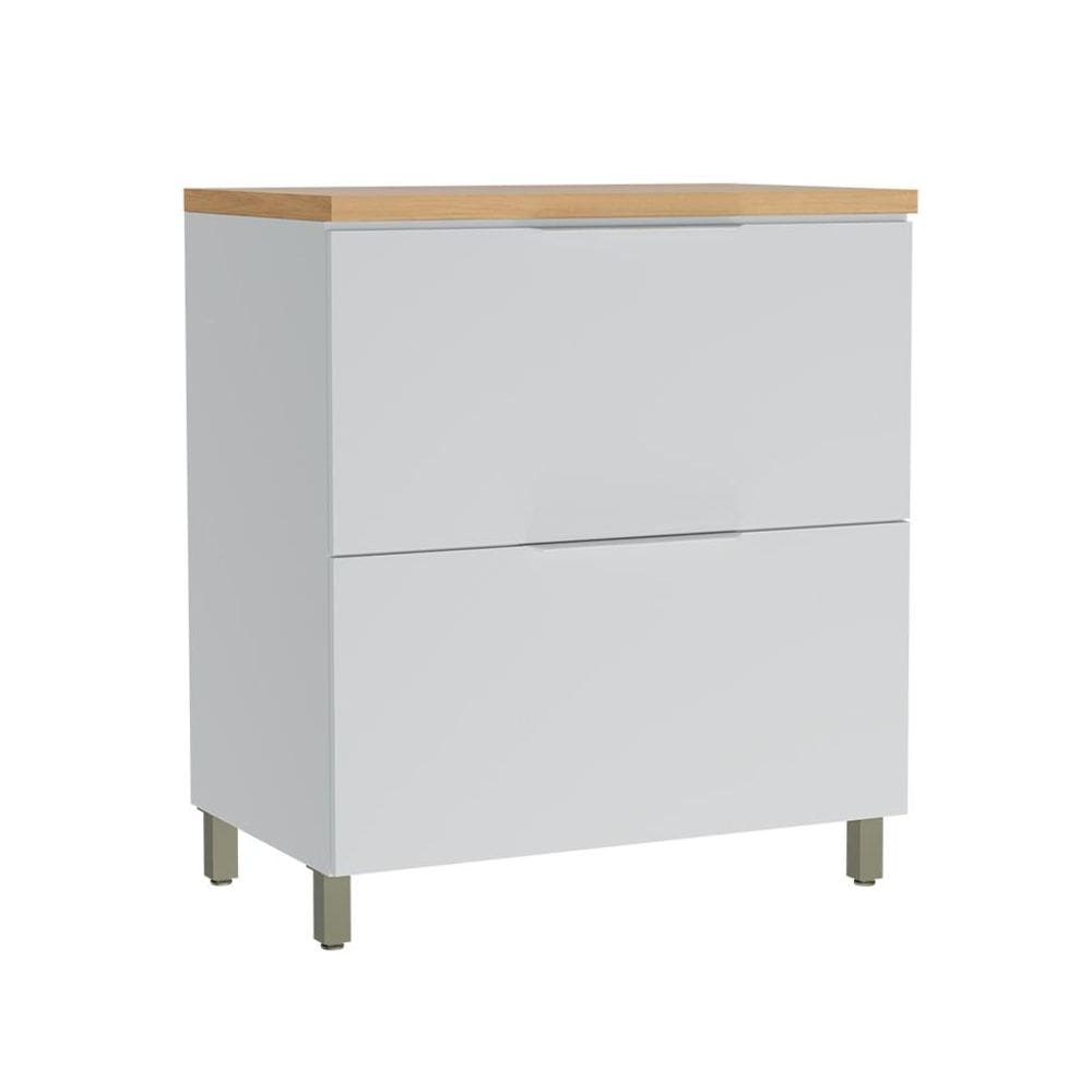 Balcão de Cozinha com Tampo Marquesa 100% MDF 1 Porta 1 Gaveta Branco e Nature