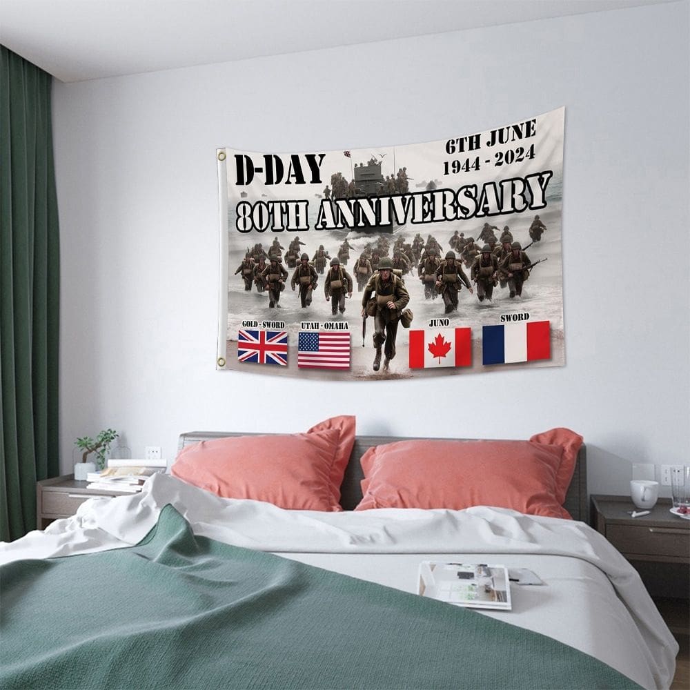 Bandeira do 80º aniversário do Dia D 150x90cm Poliéster Premium