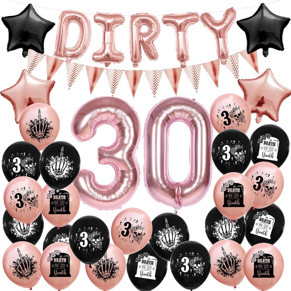 Decorações de festa Dirty 30 Birthday 31 unidades em ouro rosa e preto