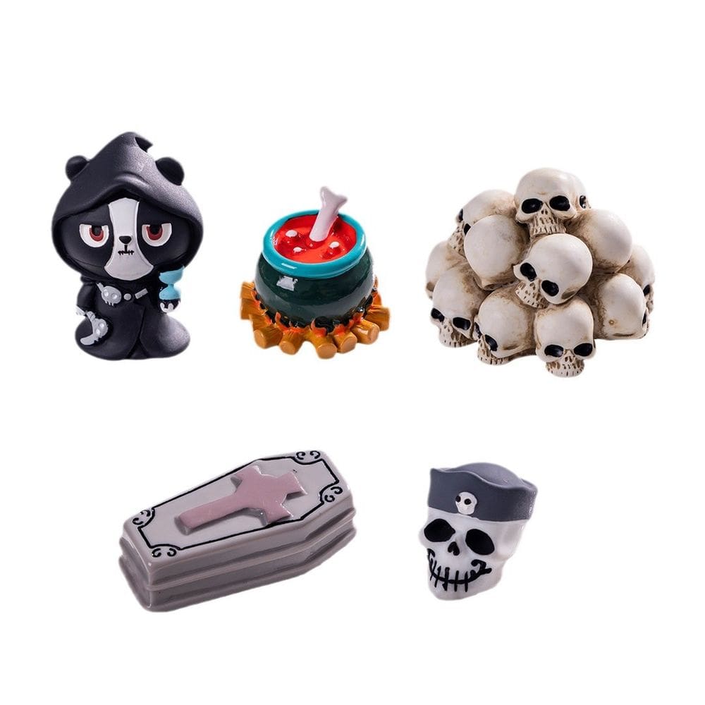 Mini escultura de resina para decoração de jardim de esqueletos de Halloween