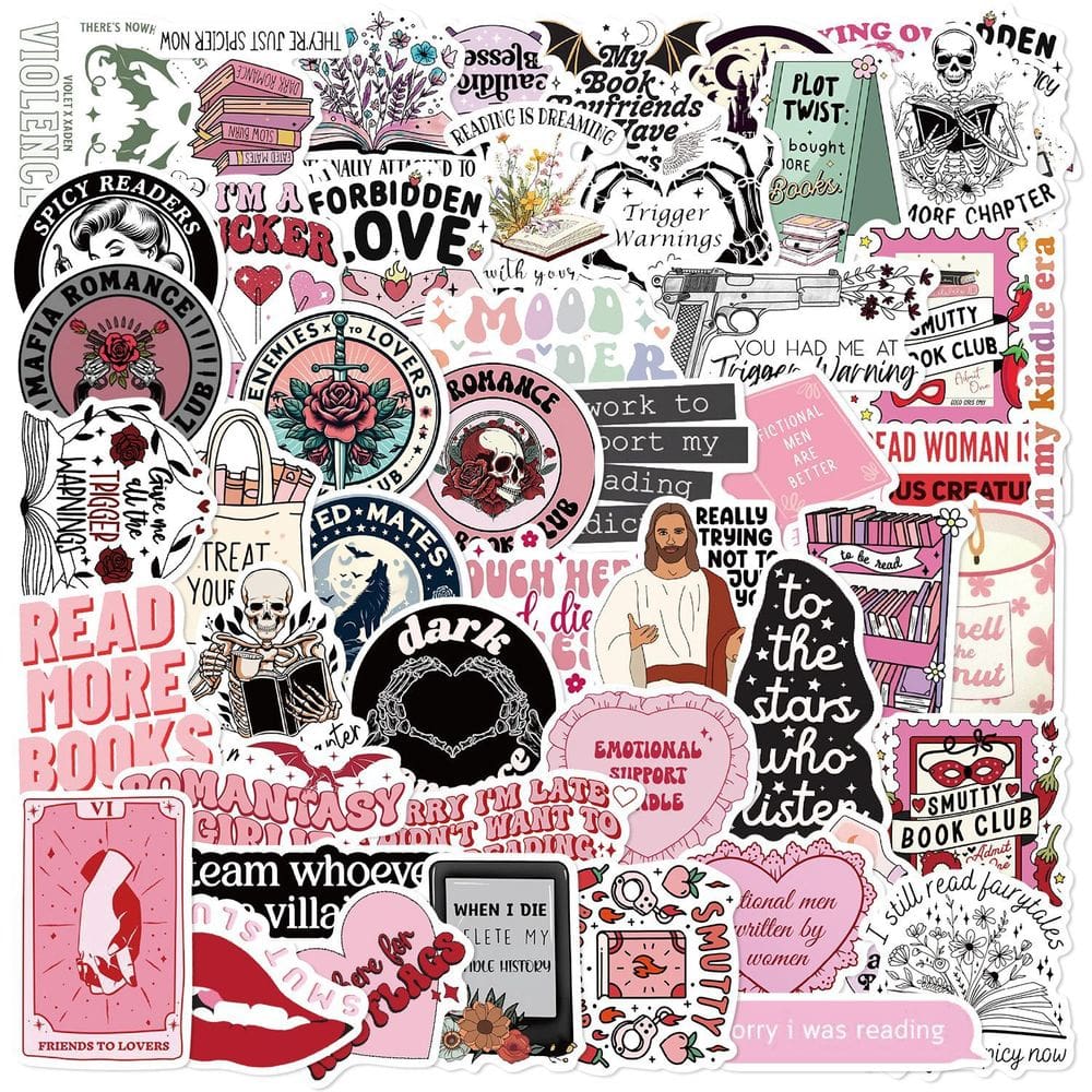 Pacote de adesivos Book Lover Graffiti, decalque de vinil para leitura de 50 unidades