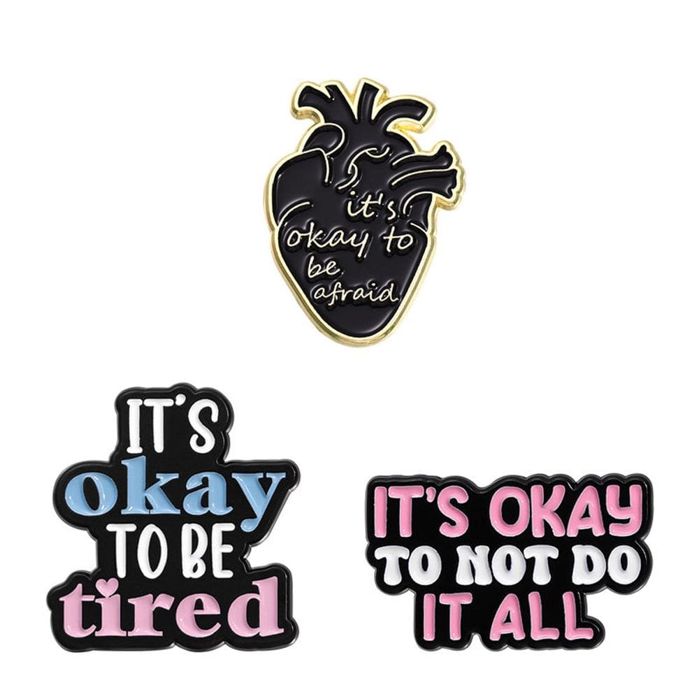 Broche It`s Ok to Be Afraid Motivational Quote Alloy