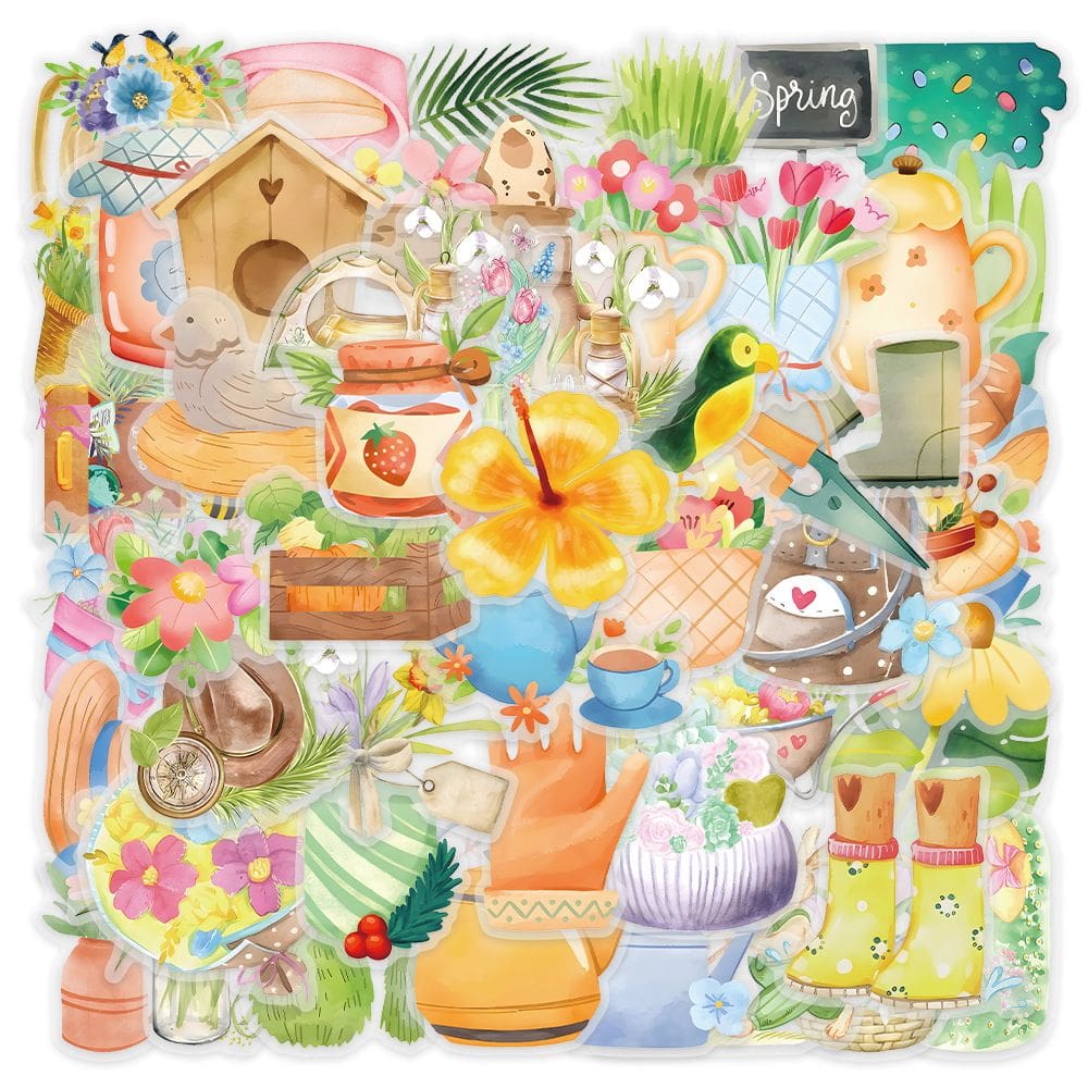 Pacote de adesivos em aquarela, 50 unidades de vinil estético colorido S