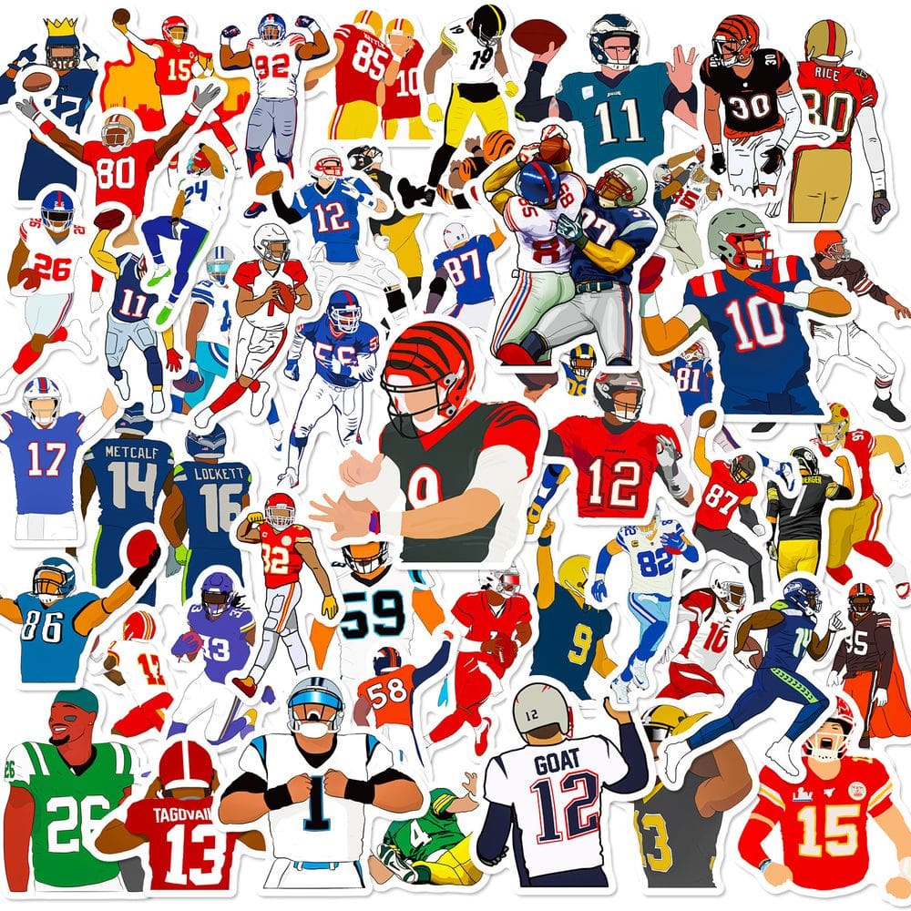 Adesivos de futebol americano 50 peças Creative Cartoon Sports