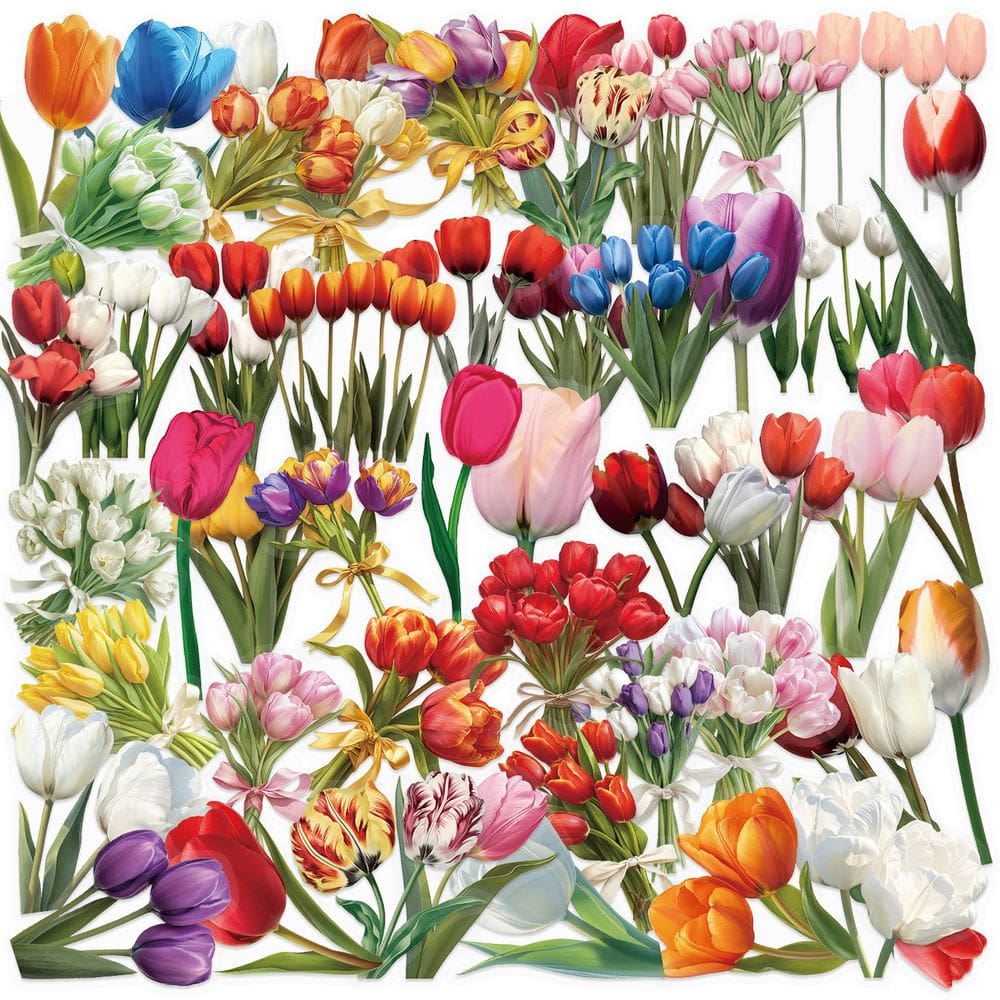 Adesivos Vintage Tulip, 50 unidades, decalques de vinil impermeáveis
