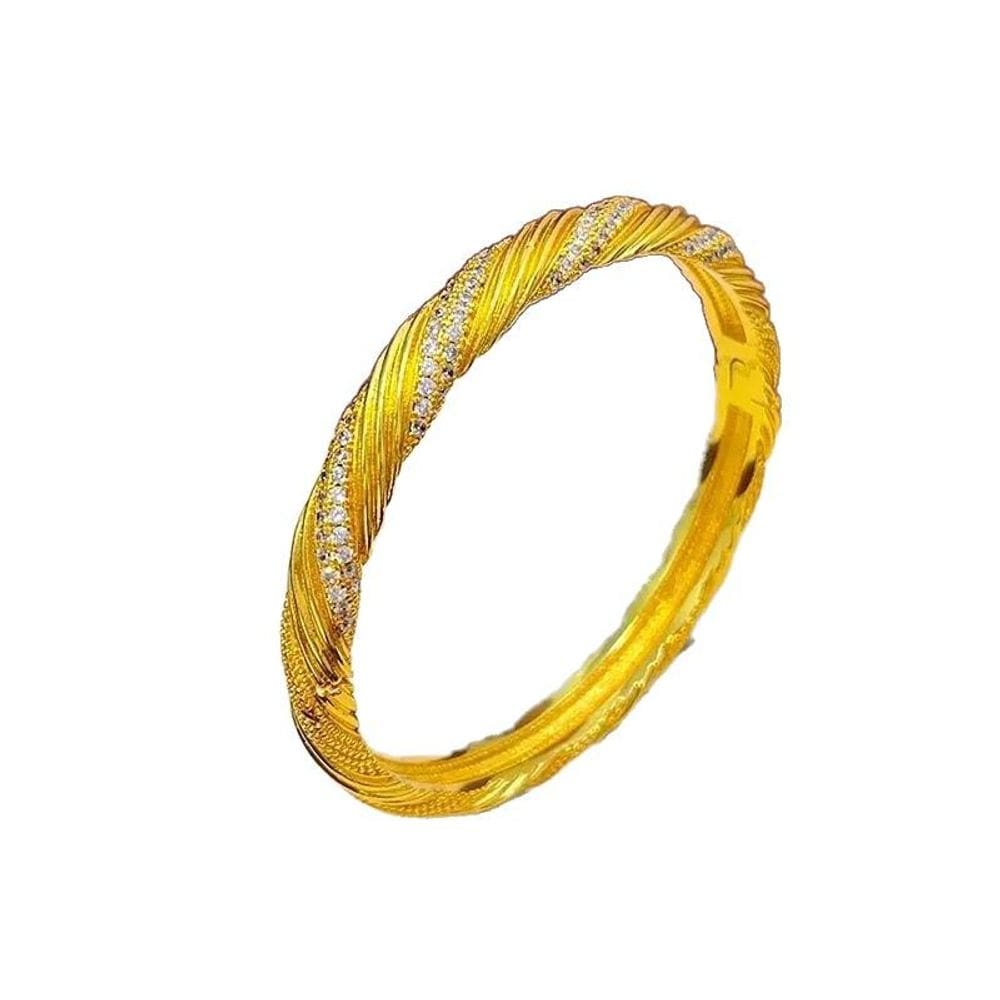 Pulseira trançada banhada a ouro Twist para mulheres de 33 g com cristal